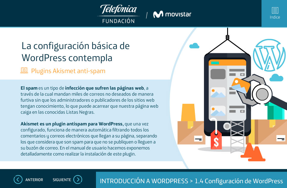 elearning gestion contenidos fundacion telefonica quito wordpress configuracion basica