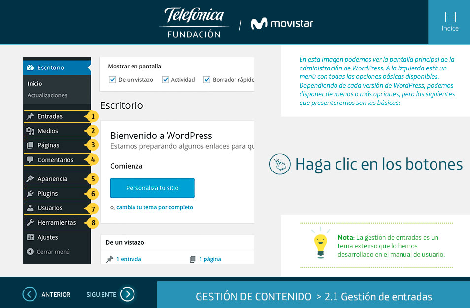 elearning gestion contenidos fundacion telefonica quito wordpress gestion entradas