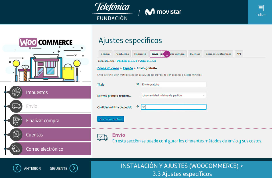 elearning gestion contenidos fundacion telefonica quito wordpress woocommerce ajustes