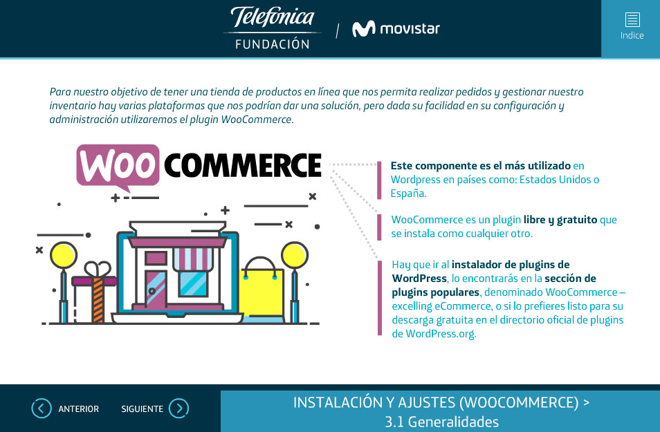 elearning gestion contenidos fundacion telefonica quito wordpress woocommerce