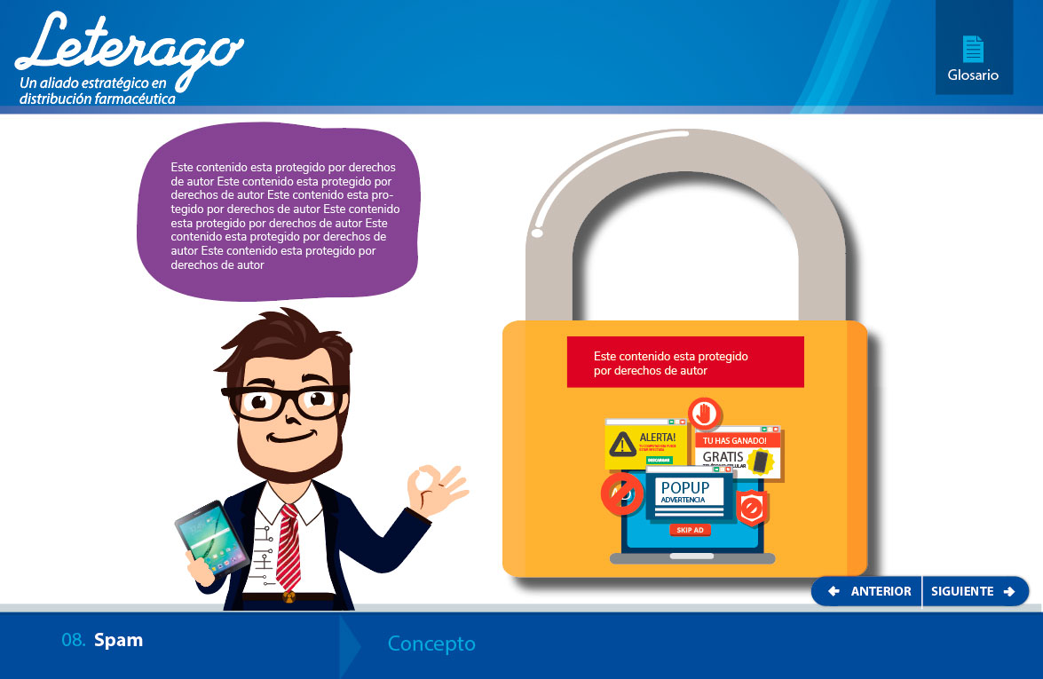elearning leterago amenzas ciberneticas spam concepto