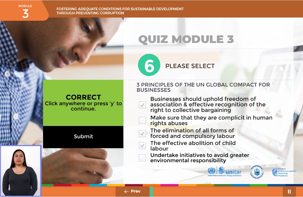 online unitar onu restroalimentacion educacion online multiple seleccion